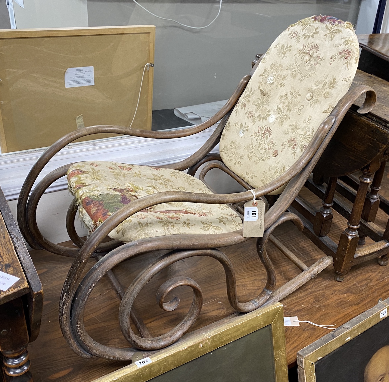 A Thonet style bentwood rocking chair, width 43cm, height 84cm